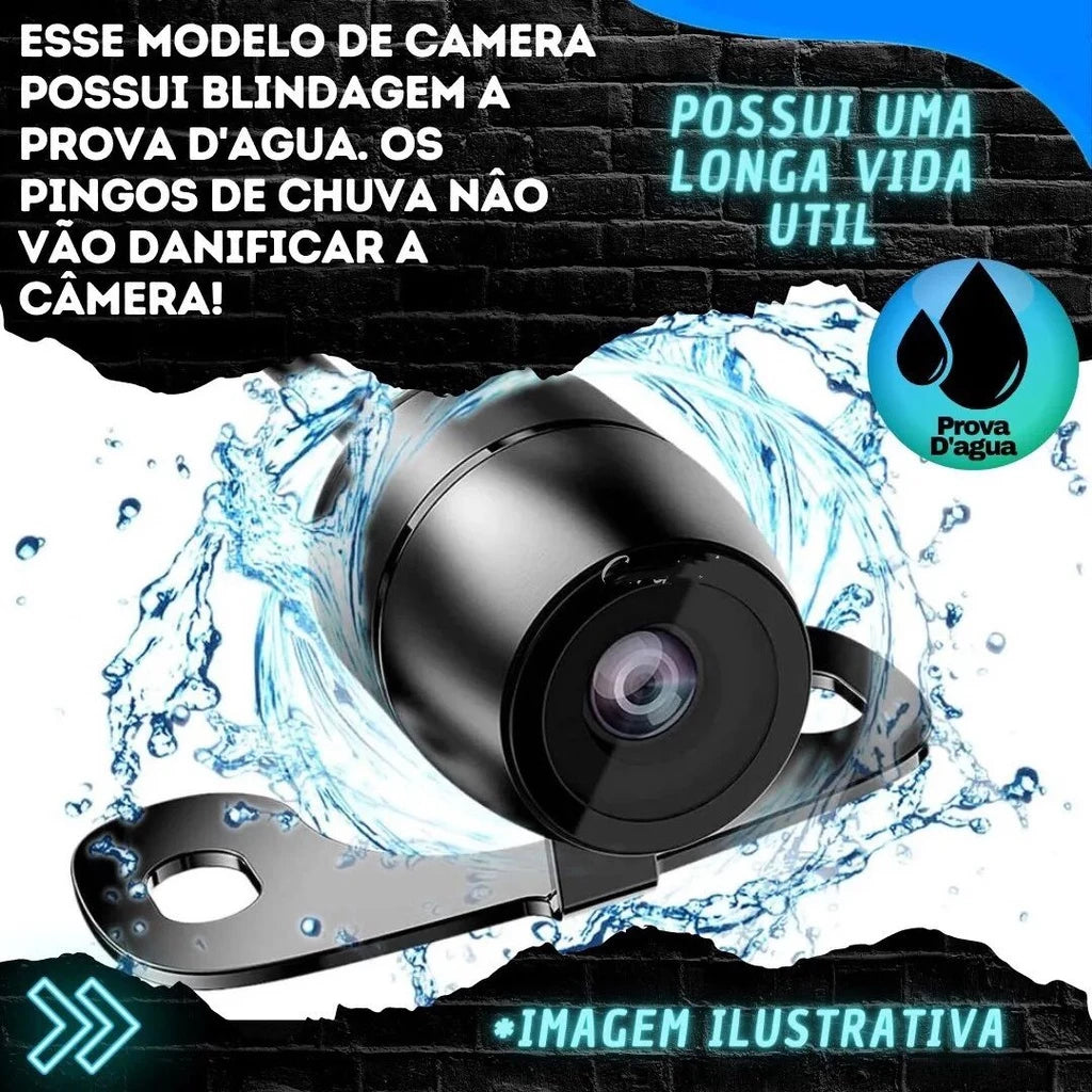 Kit Completo Câmera de Ré Veicular Visão Noturna 180°