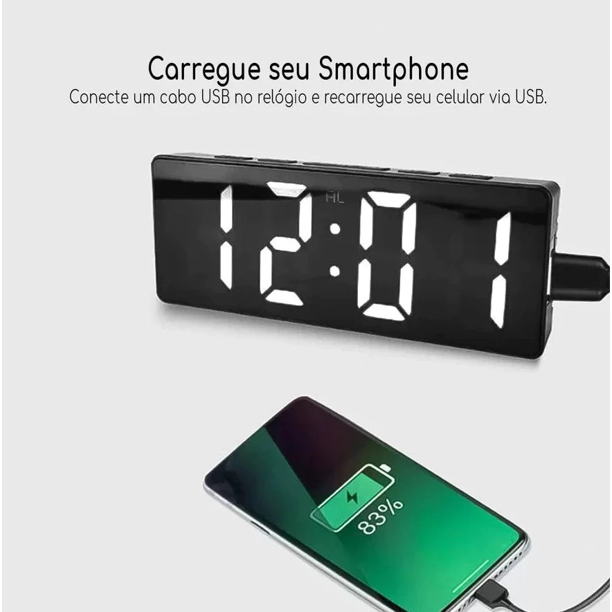 Relógio Despertador Digital De Mesa 16X2.5X6cm Decorativo