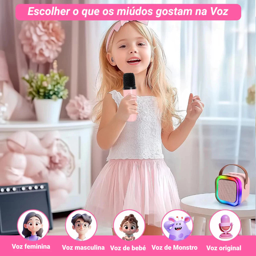 Caixa De Som C/ Microfones Karaokê Bluetooth - Brincadeiras em Família