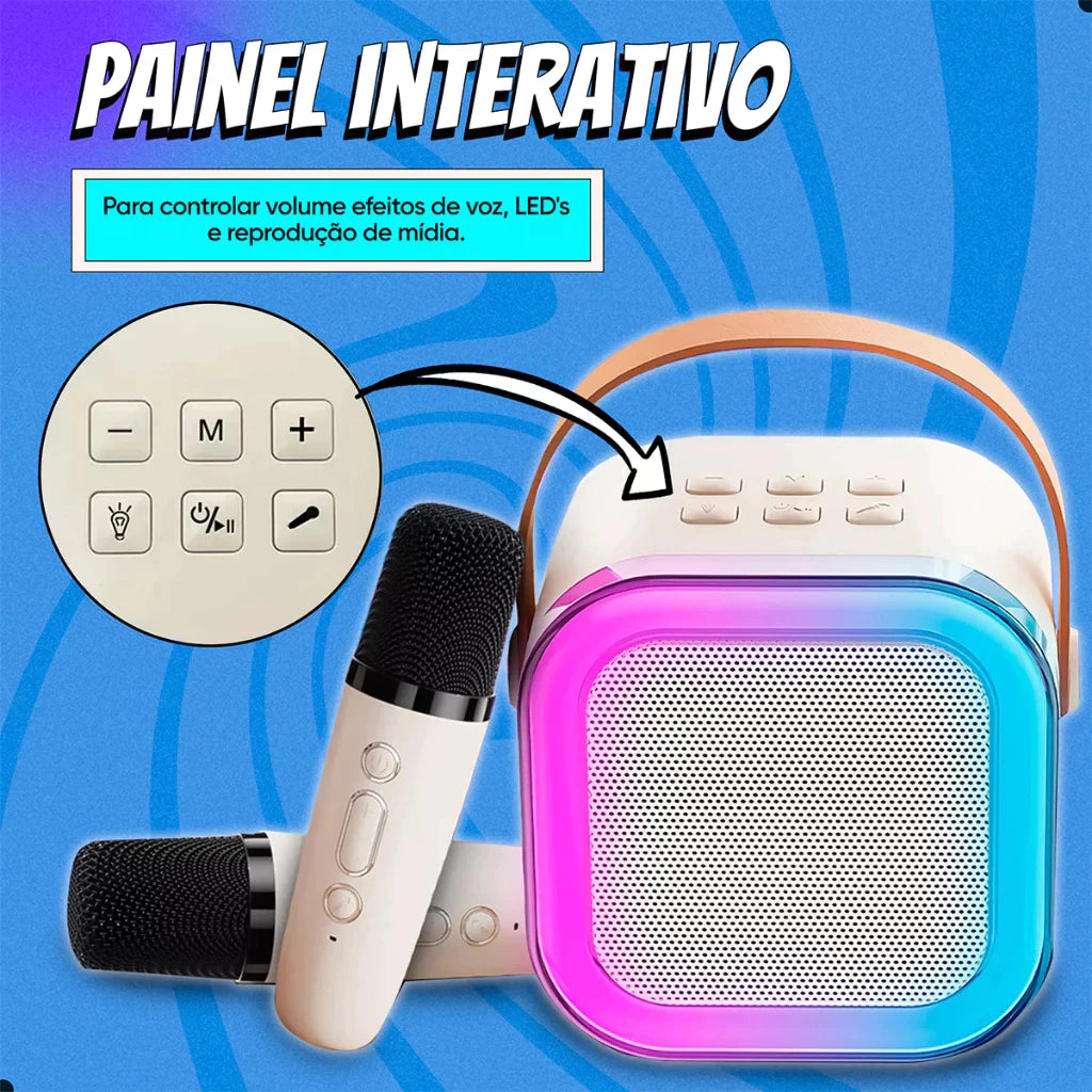 Caixa De Som C/ Microfones Karaokê Bluetooth - Brincadeiras em Família