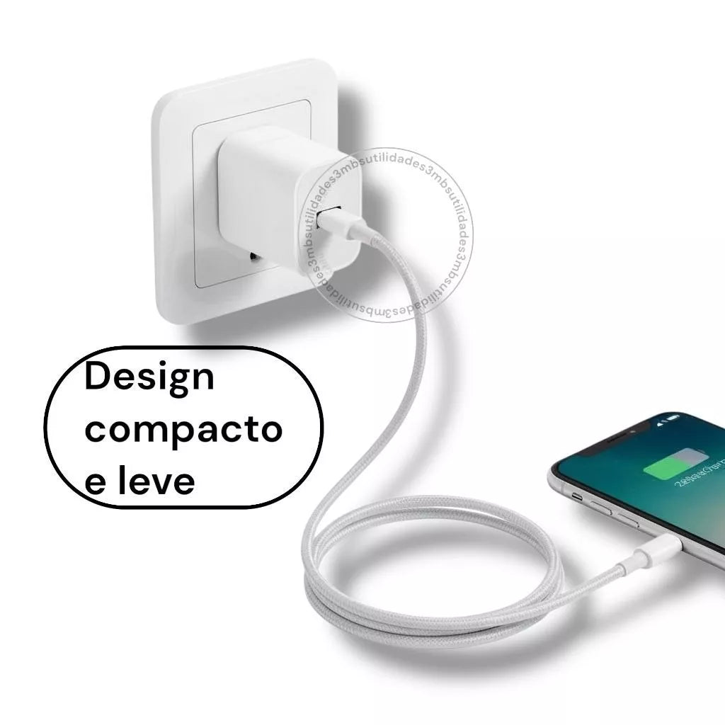 Carregador Turbo Fonte com Cabo Carregamento Rápido 35W