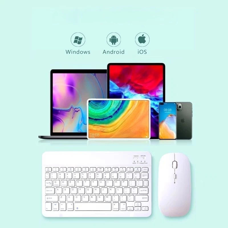 Kit Teclado E Mouse Bluetooth 5.2 Compatível Pc iPhone Android