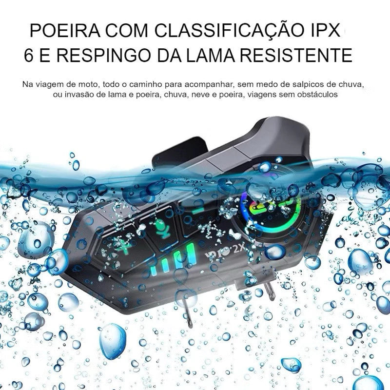 Fone de Ouvido moto Capacete Chamadas Mãos Livres Motocicleta Sem Fio Bluetooth 5.3 IPX6 á prova de água- envio rápido