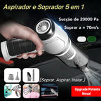 Aspirador e Soprador Portátil 5 em 1 - Alta Potência e Multifuncional para Limpeza Completa