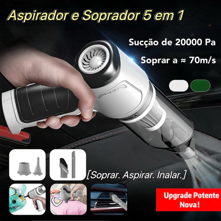 Aspirador e Soprador Portátil 5 em 1 - Alta Potência e Multifuncional para Limpeza Completa